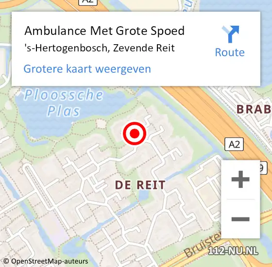 Locatie op kaart van de 112 melding: Ambulance Met Grote Spoed Naar 's-Hertogenbosch, Zevende Reit op 26 maart 2019 02:03