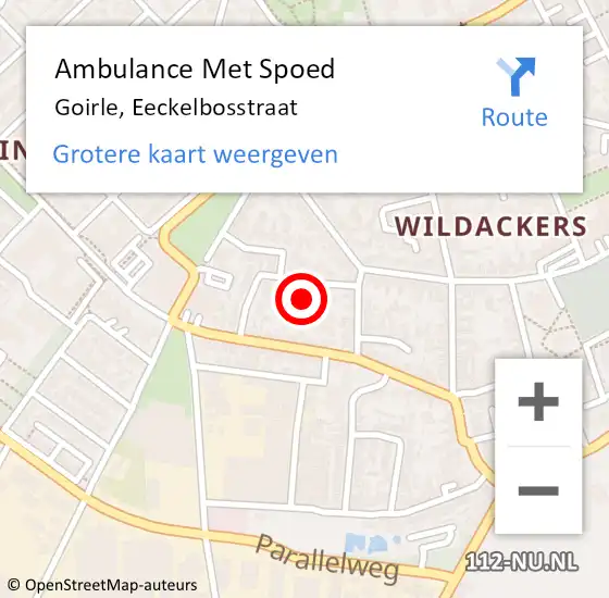 Locatie op kaart van de 112 melding: Ambulance Met Spoed Naar Goirle, Eeckelbosstraat op 26 maart 2019 03:13