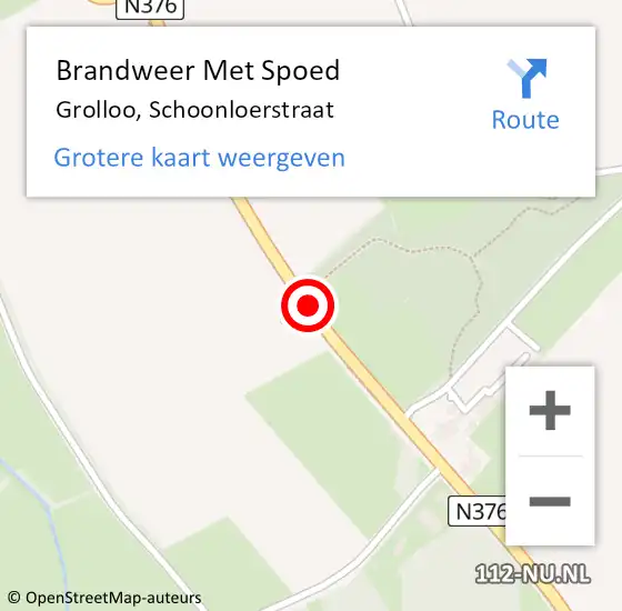 Locatie op kaart van de 112 melding: Brandweer Met Spoed Naar Grolloo, Schoonloerstraat op 26 maart 2019 04:25