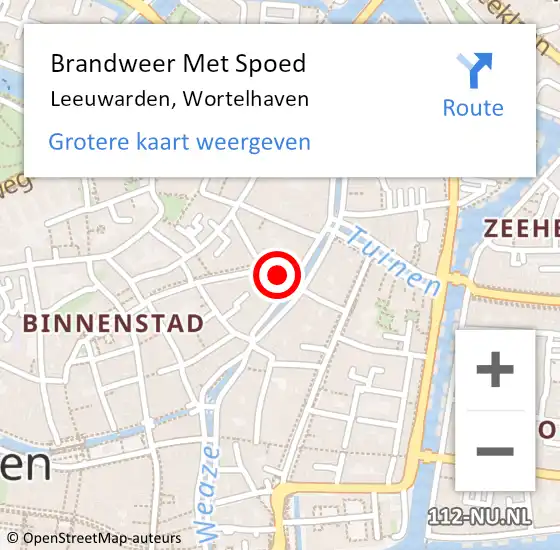 Locatie op kaart van de 112 melding: Brandweer Met Spoed Naar Leeuwarden, Wortelhaven op 26 maart 2019 05:02