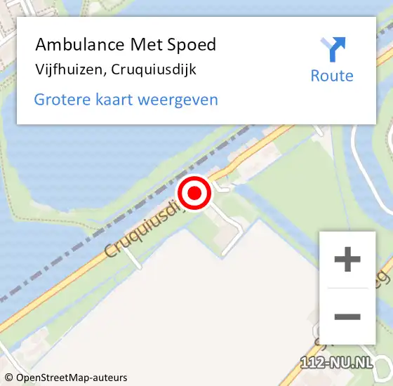 Locatie op kaart van de 112 melding: Ambulance Met Spoed Naar Vijfhuizen, Cruquiusdijk op 26 maart 2019 08:18