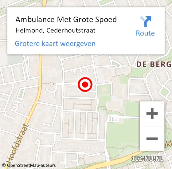 Locatie op kaart van de 112 melding: Ambulance Met Grote Spoed Naar Helmond, Cederhoutstraat op 26 maart 2019 08:52