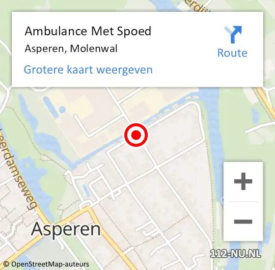 Locatie op kaart van de 112 melding: Ambulance Met Spoed Naar Asperen, Molenwal op 26 maart 2019 09:46