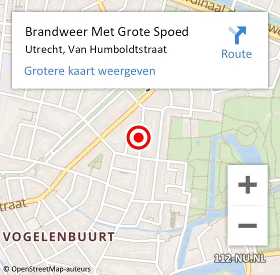 Locatie op kaart van de 112 melding: Brandweer Met Grote Spoed Naar Utrecht, Van Humboldtstraat op 26 maart 2019 09:48