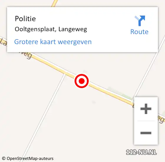 Locatie op kaart van de 112 melding: Politie Ooltgensplaat, Langeweg op 26 maart 2019 10:24