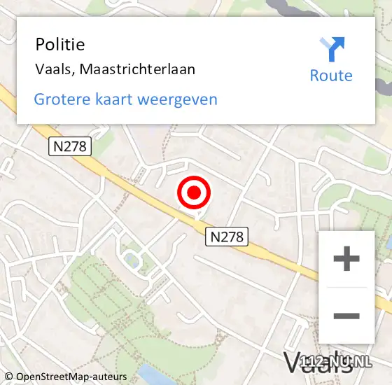Locatie op kaart van de 112 melding: Politie Vaals, Maastrichterlaan op 26 maart 2019 10:33