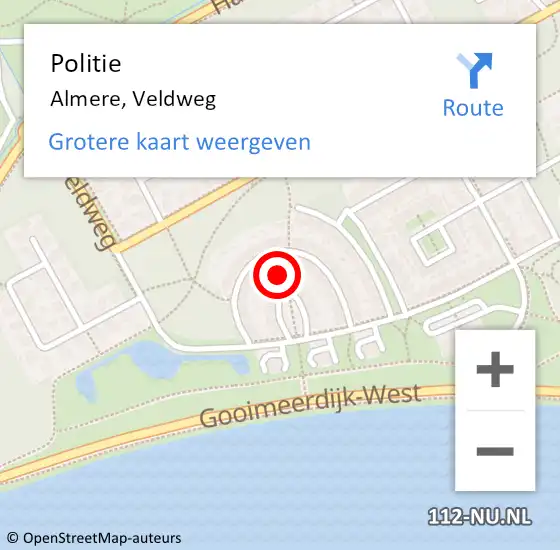 Locatie op kaart van de 112 melding: Politie Almere, Veldweg op 26 maart 2019 10:48