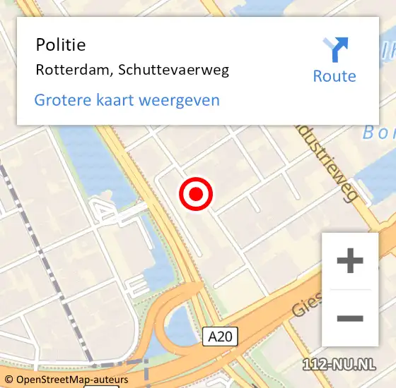 Locatie op kaart van de 112 melding: Politie Rotterdam, Schuttevaerweg op 26 maart 2019 10:56