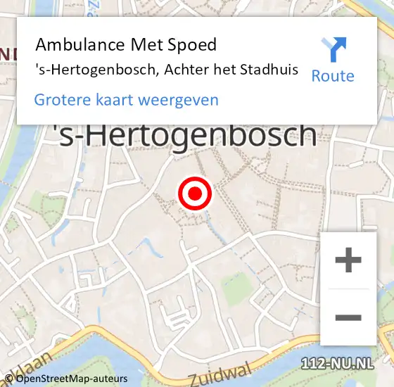 Locatie op kaart van de 112 melding: Ambulance Met Spoed Naar 's-Hertogenbosch, Achter het Stadhuis op 26 maart 2019 10:58
