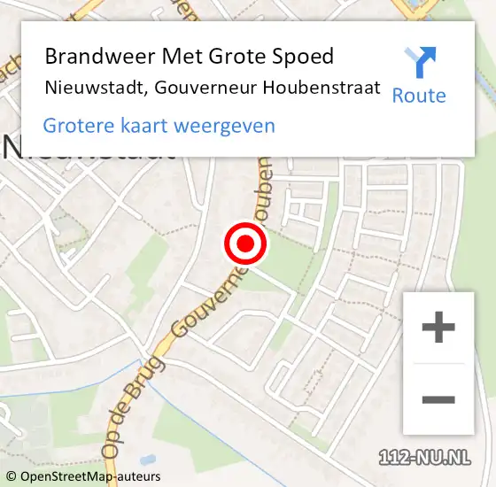 Locatie op kaart van de 112 melding: Brandweer Met Grote Spoed Naar Nieuwstadt, Gouverneur Houbenstraat op 26 maart 2019 11:10