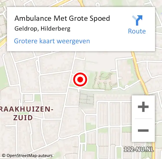 Locatie op kaart van de 112 melding: Ambulance Met Grote Spoed Naar Geldrop, Hilderberg op 26 maart 2019 11:14