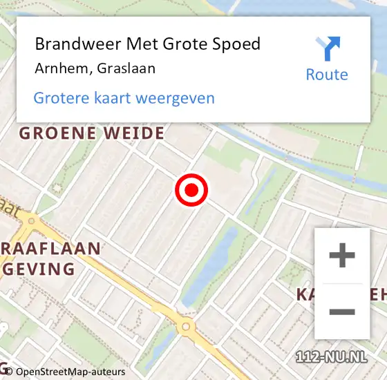 Locatie op kaart van de 112 melding: Brandweer Met Grote Spoed Naar Arnhem, Graslaan op 26 maart 2019 11:50