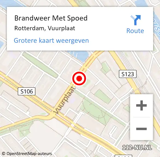Locatie op kaart van de 112 melding: Brandweer Met Spoed Naar Rotterdam, Vuurplaat op 26 maart 2019 11:50