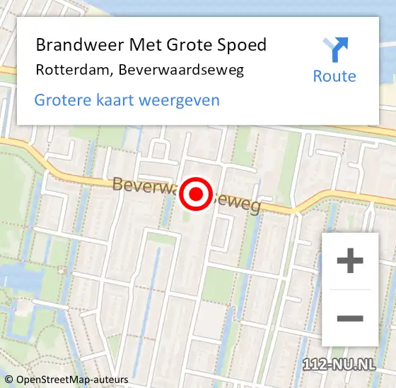 Locatie op kaart van de 112 melding: Brandweer Met Grote Spoed Naar Rotterdam, Beverwaardseweg op 26 maart 2019 11:59