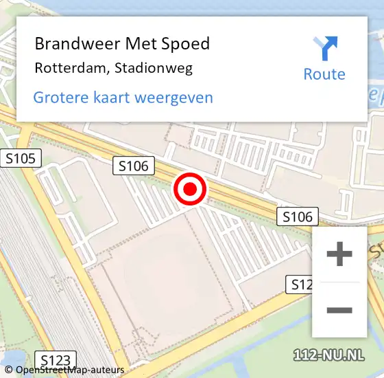 Locatie op kaart van de 112 melding: Brandweer Met Spoed Naar Rotterdam, Stadionweg op 26 maart 2019 12:02
