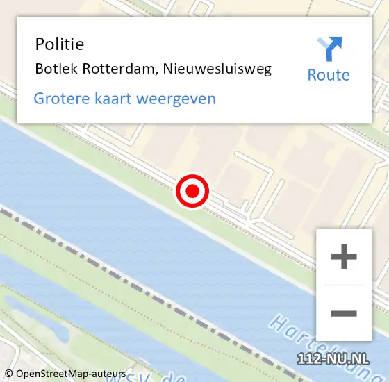 Locatie op kaart van de 112 melding: Politie Botlek Rotterdam, Nieuwesluisweg op 26 maart 2019 12:22