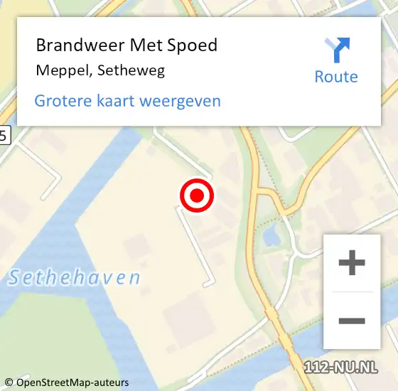 Locatie op kaart van de 112 melding: Brandweer Met Spoed Naar Meppel, Setheweg op 26 maart 2019 13:24