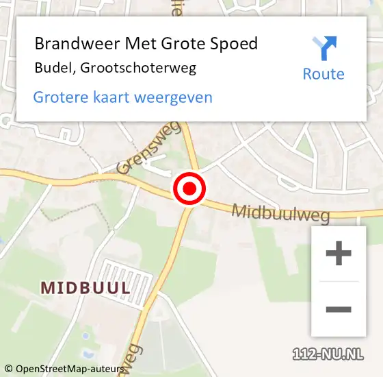 Locatie op kaart van de 112 melding: Brandweer Met Grote Spoed Naar Budel, Grootschoterweg op 26 maart 2019 13:54