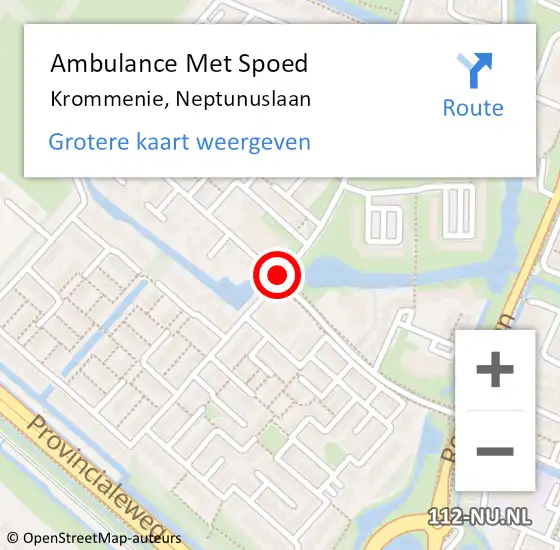 Locatie op kaart van de 112 melding: Ambulance Met Spoed Naar Delft, Neptunusstraat op 26 maart 2019 13:58