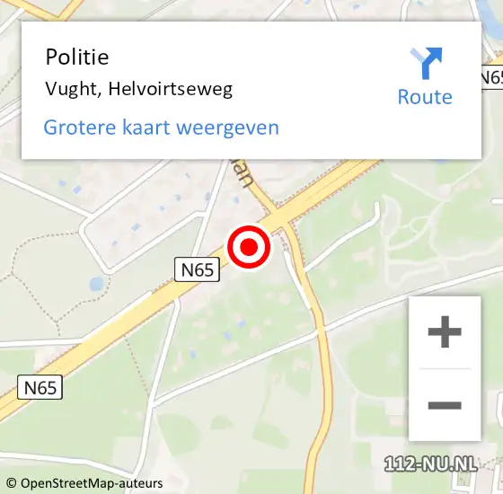 Locatie op kaart van de 112 melding: Politie Vught, Helvoirtseweg op 26 maart 2019 15:32
