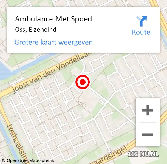 Locatie op kaart van de 112 melding: Ambulance Met Spoed Naar Oss, Elzeneind op 26 maart 2019 16:11