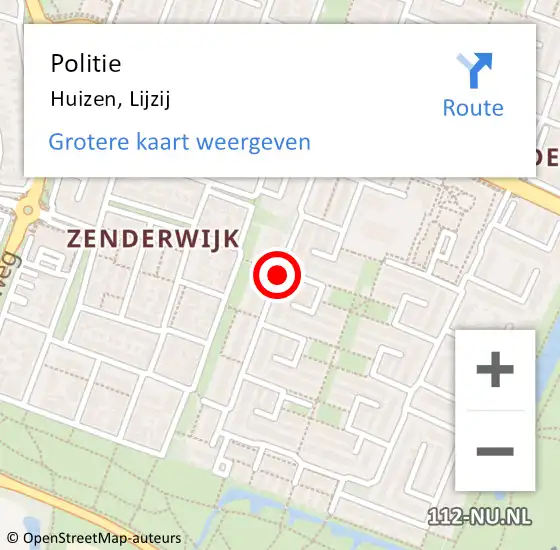 Locatie op kaart van de 112 melding: Politie Huizen, Lijzij op 26 maart 2019 17:26