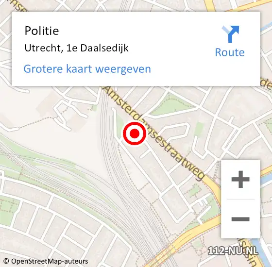 Locatie op kaart van de 112 melding: Politie Utrecht, 1e Daalsedijk op 26 maart 2019 17:51