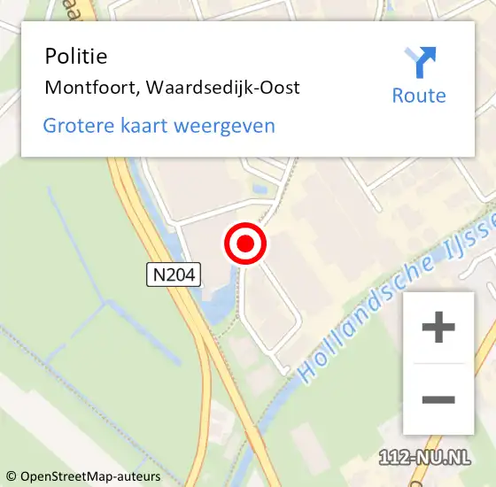 Locatie op kaart van de 112 melding: Politie Montfoort, Waardsedijk-Oost op 26 maart 2019 17:59