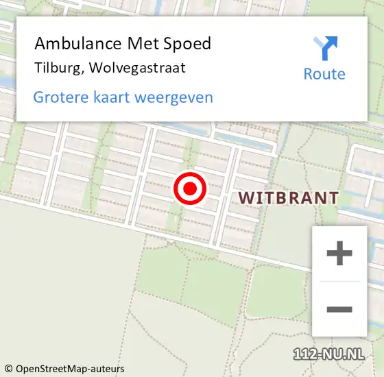 Locatie op kaart van de 112 melding: Ambulance Met Spoed Naar Tilburg, Wolvegastraat op 26 maart 2019 19:33