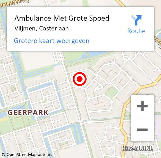 Locatie op kaart van de 112 melding: Ambulance Met Grote Spoed Naar Vlijmen, Costerlaan op 26 maart 2019 19:51