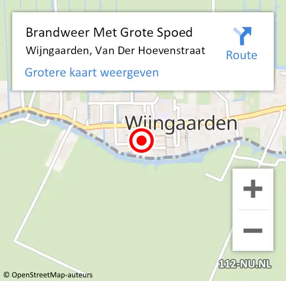 Locatie op kaart van de 112 melding: Brandweer Met Grote Spoed Naar Wijngaarden, Van Der Hoevenstraat op 26 maart 2019 20:26