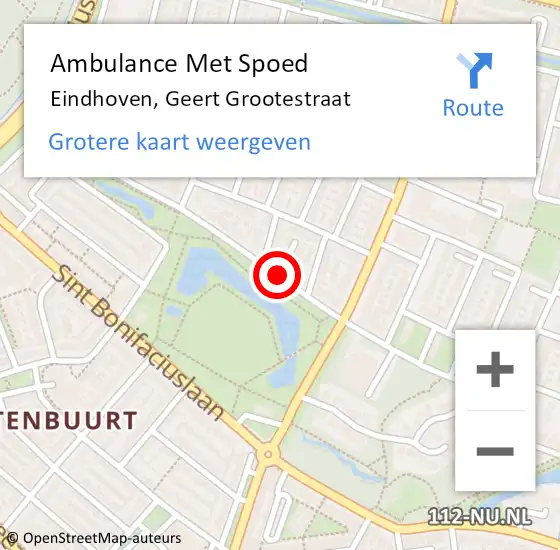 Locatie op kaart van de 112 melding: Ambulance Met Spoed Naar Eindhoven, Geert Grootestraat op 26 maart 2019 20:47