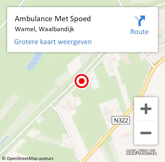 Locatie op kaart van de 112 melding: Ambulance Met Spoed Naar Wamel, Waalbandijk op 26 maart 2019 21:30