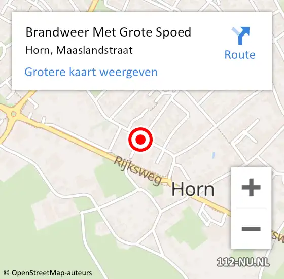 Locatie op kaart van de 112 melding: Brandweer Met Grote Spoed Naar Horn, Maaslandstraat op 26 maart 2019 22:56