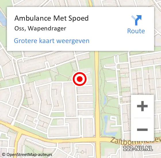 Locatie op kaart van de 112 melding: Ambulance Met Spoed Naar Oss, Wapendrager op 26 maart 2019 23:48