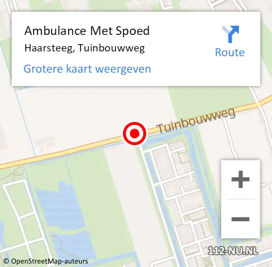 Locatie op kaart van de 112 melding: Ambulance Met Spoed Naar Haarsteeg, Tuinbouwweg op 27 maart 2019 02:53