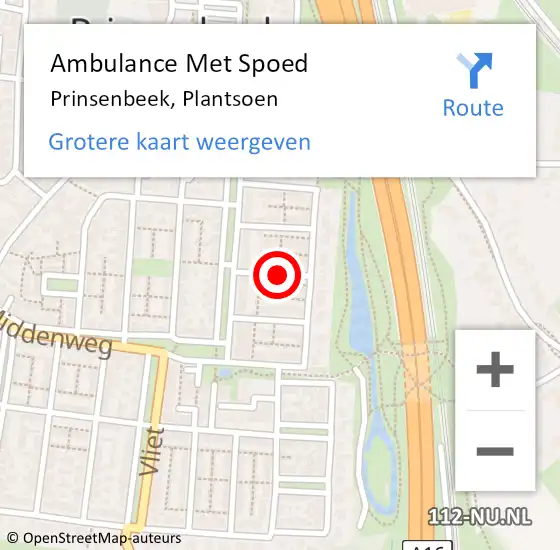 Locatie op kaart van de 112 melding: Ambulance Met Spoed Naar Prinsenbeek, Plantsoen op 27 maart 2019 03:46