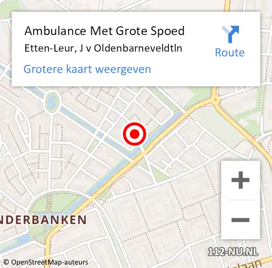 Locatie op kaart van de 112 melding: Ambulance Met Grote Spoed Naar Etten-Leur, J v Oldenbarneveldtln op 27 maart 2019 04:20