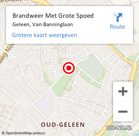 Locatie op kaart van de 112 melding: Brandweer Met Grote Spoed Naar Geleen, Van Banninglaan op 27 maart 2019 06:04