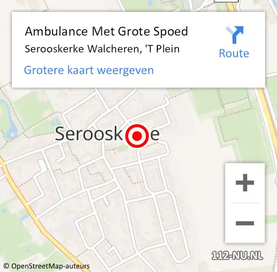 Locatie op kaart van de 112 melding: Ambulance Met Grote Spoed Naar Serooskerke Walcheren, 'T Plein op 27 maart 2014 14:26