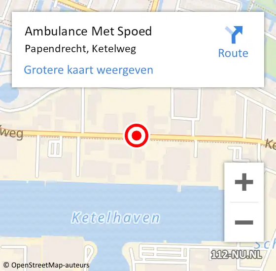 Locatie op kaart van de 112 melding: Ambulance Met Spoed Naar Papendrecht, Ketelweg op 27 maart 2019 08:06