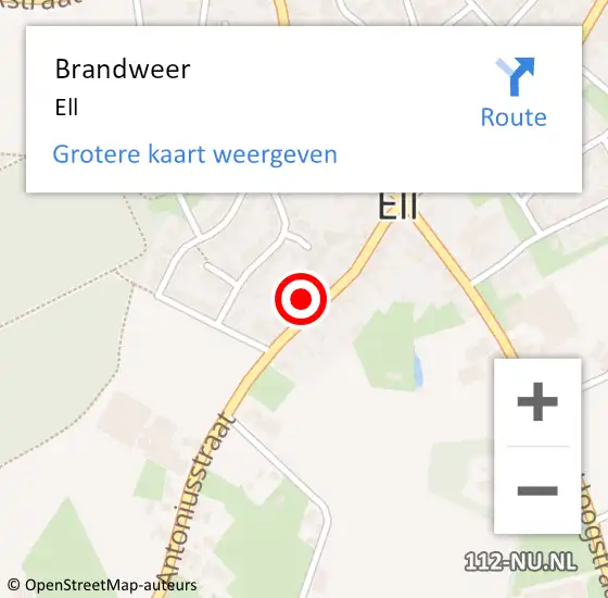 Locatie op kaart van de 112 melding: Brandweer Ell op 27 maart 2019 08:19