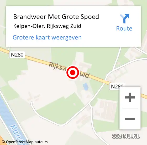 Locatie op kaart van de 112 melding: Brandweer Met Grote Spoed Naar Kelpen-Oler, Rijksweg Zuid op 27 maart 2019 08:26