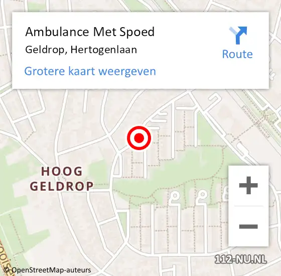 Locatie op kaart van de 112 melding: Ambulance Met Spoed Naar Geldrop, Hertogenlaan op 27 maart 2019 08:26