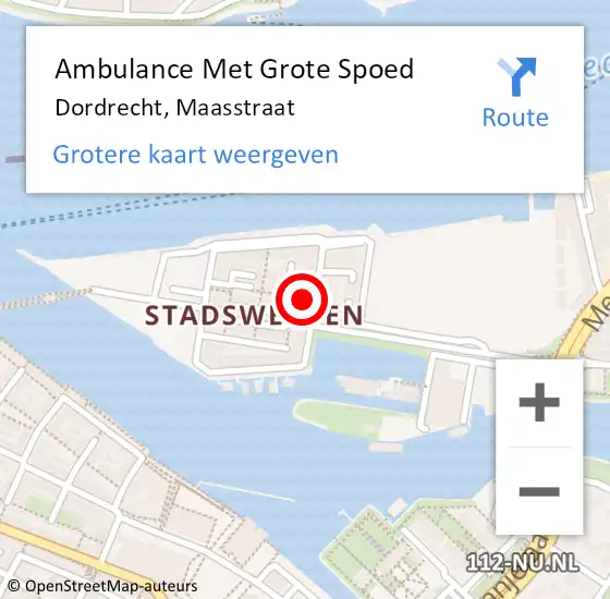 Locatie op kaart van de 112 melding: Ambulance Met Grote Spoed Naar Dordrecht, Maasstraat op 27 maart 2019 08:44