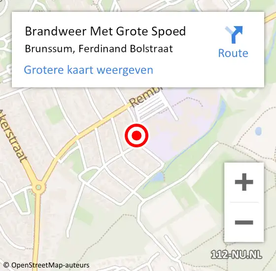 Locatie op kaart van de 112 melding: Brandweer Met Grote Spoed Naar Brunssum, Ferdinand Bolstraat op 27 maart 2019 09:32