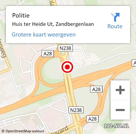 Locatie op kaart van de 112 melding: Politie Huis ter Heide Ut, Zandbergenlaan op 27 maart 2014 14:41