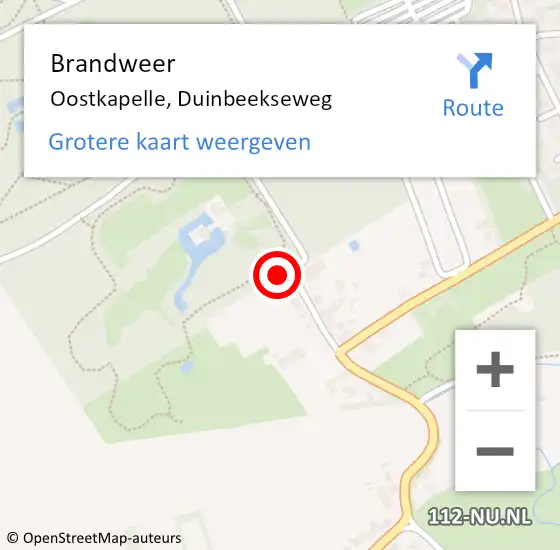 Locatie op kaart van de 112 melding: Brandweer Oostkapelle, Duinbeekseweg op 27 maart 2019 11:19