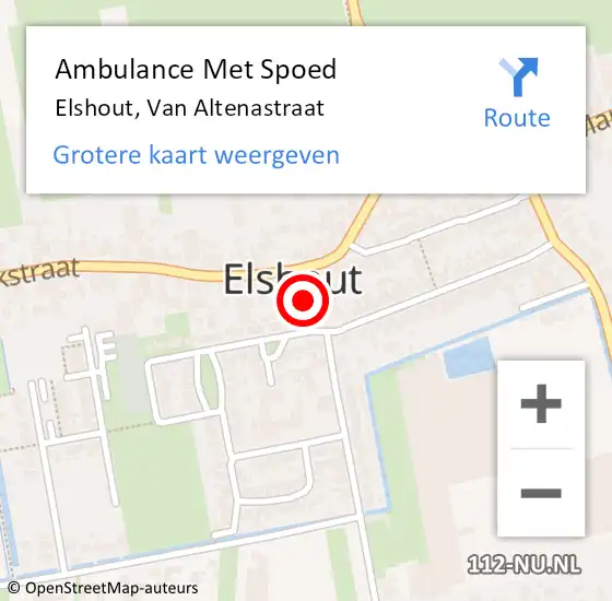 Locatie op kaart van de 112 melding: Ambulance Met Spoed Naar Elshout, Van Altenastraat op 27 maart 2019 12:12
