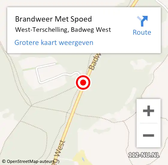 Locatie op kaart van de 112 melding: Brandweer Met Spoed Naar West-Terschelling, Badweg West op 27 maart 2019 12:41